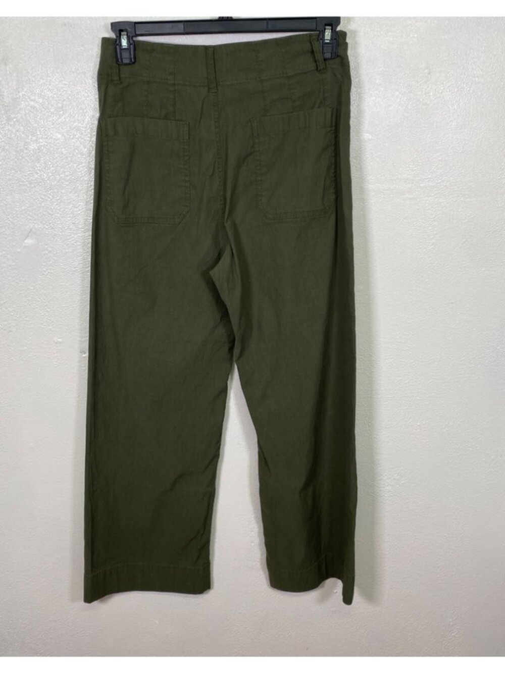 Anthropologie Maeve Colette Wide-Leg Cropped Pants Olive Green High Rise 30 Tall - Picture 11 of 16